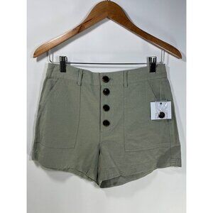 O'NEILL Morrison Shorts Sz 28 Linen Blend Sage Green Button Up High Waist Shorts